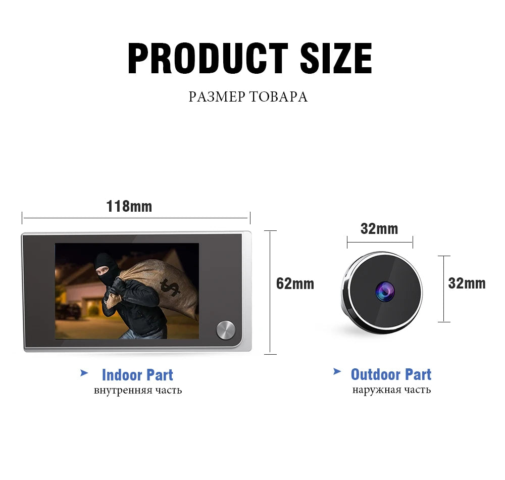 KAK 3.5" Digital Door Peephole Camera Electronic Door Viewer Bell 120 Degree Wide Angle HD Screen Home Security System Hardware