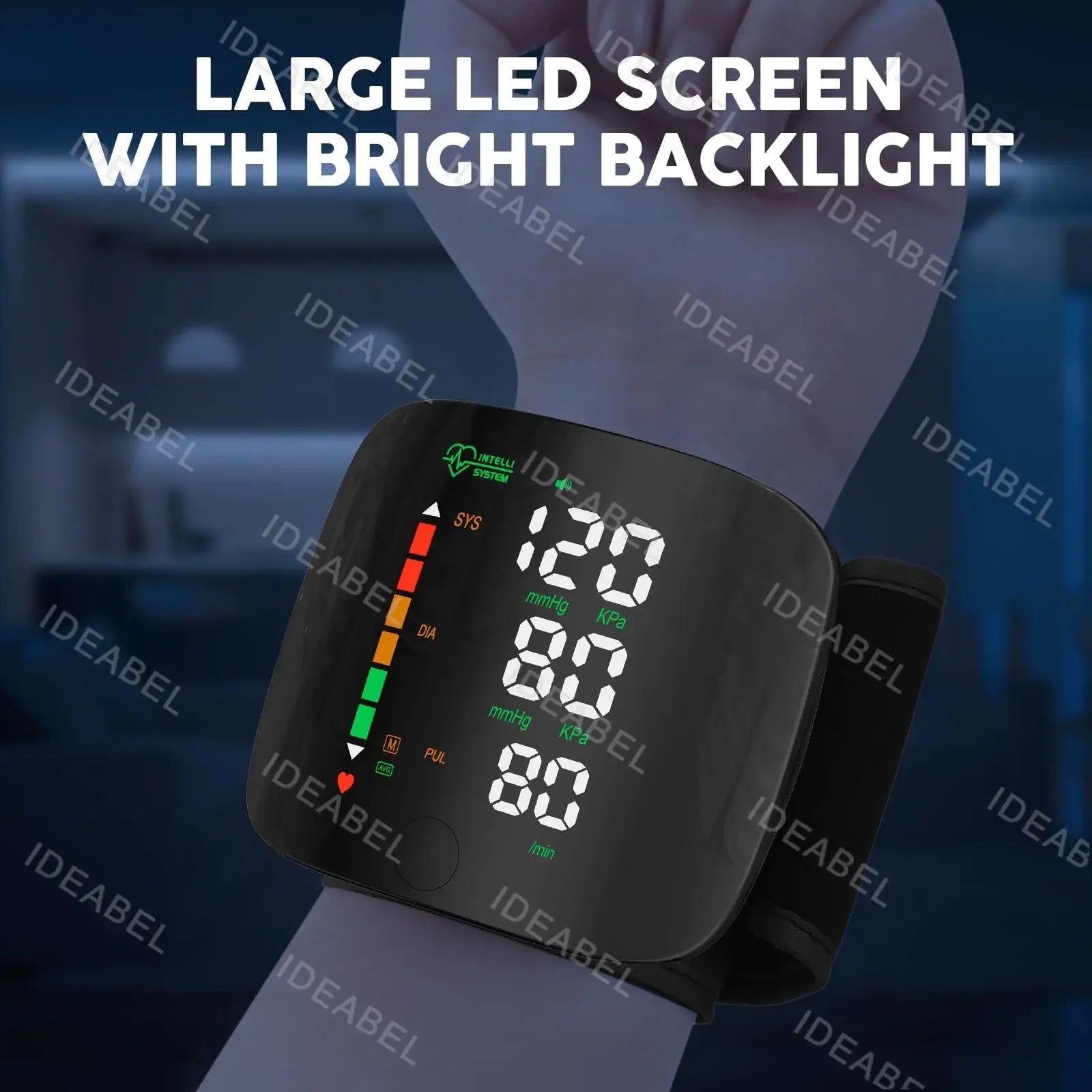 New LED Wrist Blood Pressure Monitor English Voice Broadcast Sphygmomanometer Tonometer BP Monitor Forehead Digital Thermometer