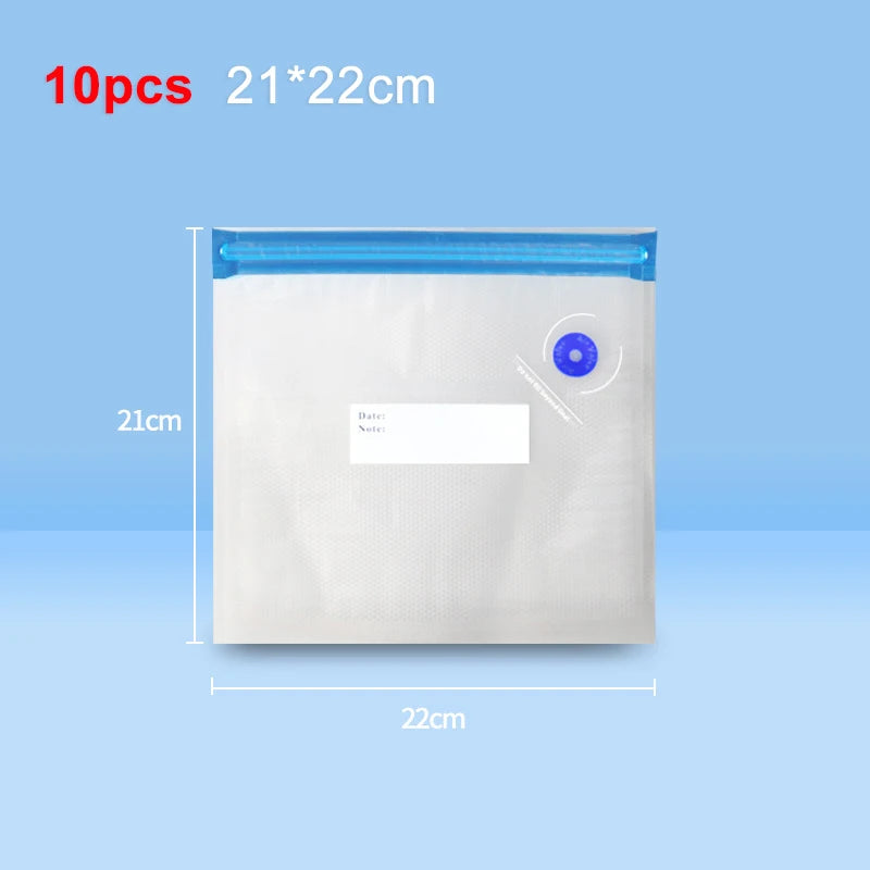10-pack vacuum sealing bag 21x22cm with blue zipper seal