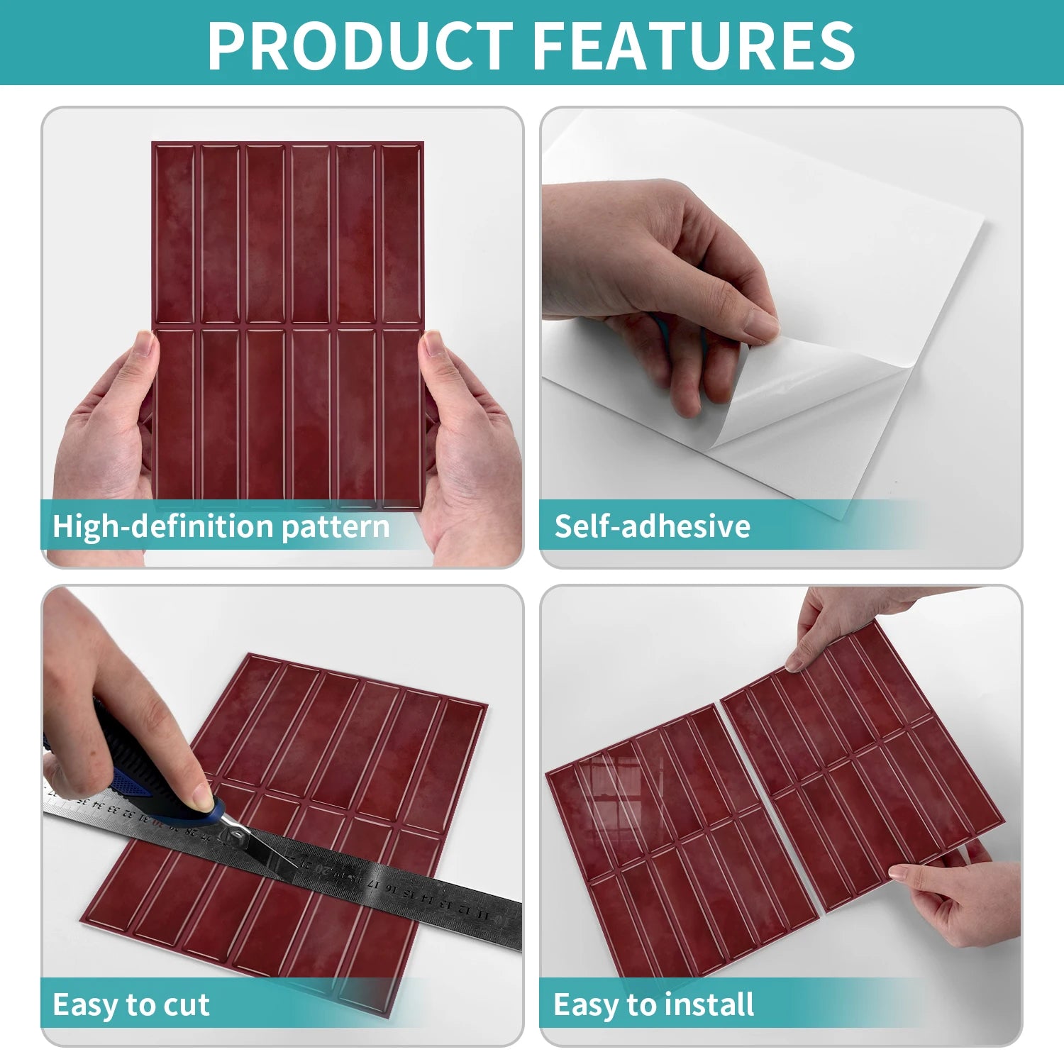 Self-adhesive tile decals, peel-and-stick tile stickers, splash-proof wall decor for kitchens and bathrooms, bedroom decor