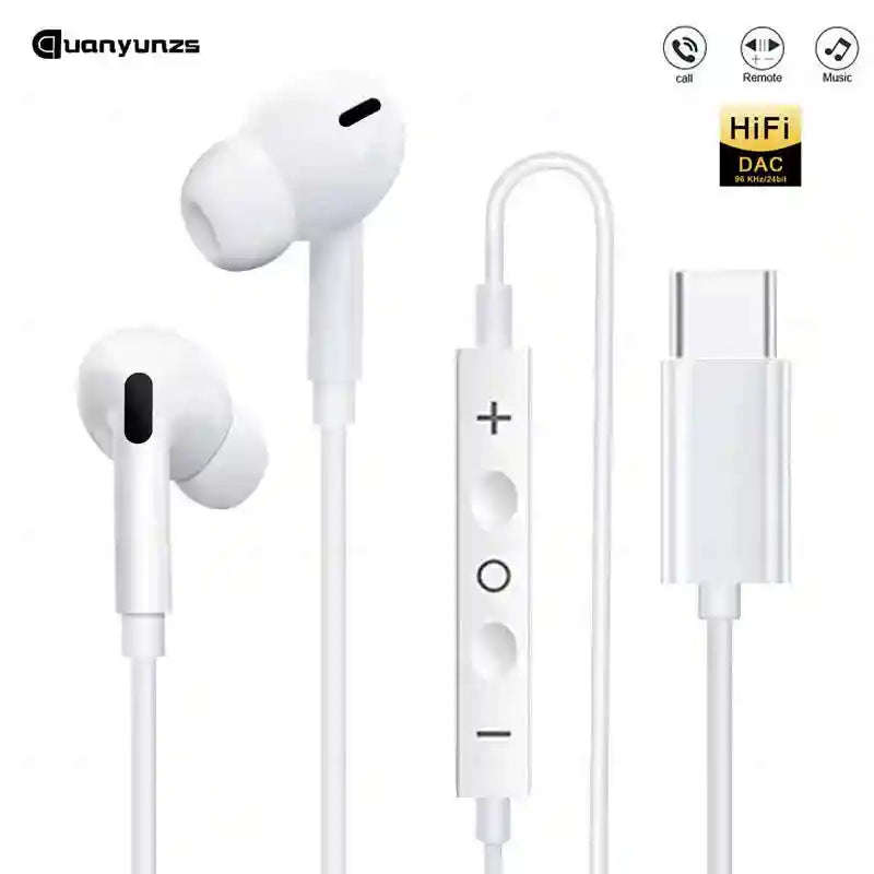 USB C Wired Earphones with Microphone - High-Fidelity Audio Clear Calls Tidesmit
