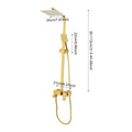 Adjustable Gold Brass Shower Column Set, Rain Shower & Handheld Shower with Stainless Steel Hose, Bathroom Shower Faucet Set