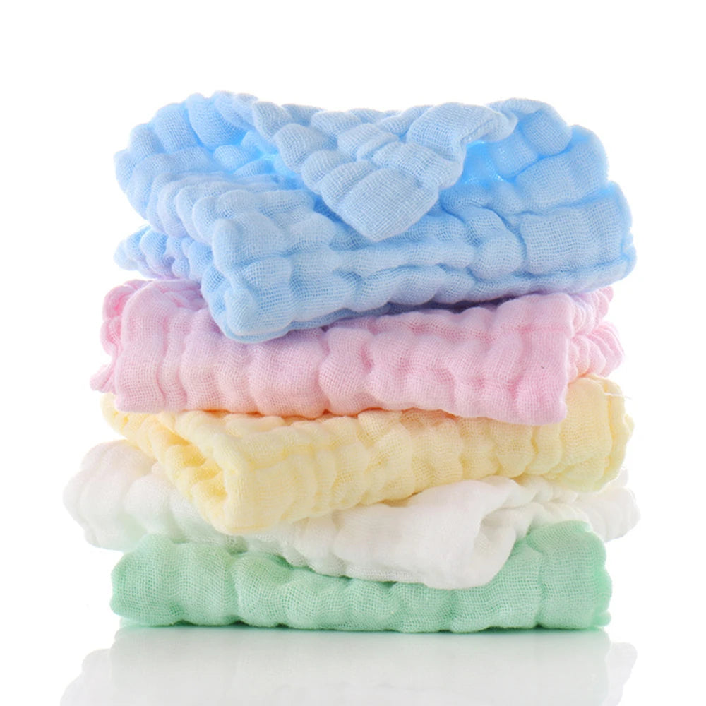 Happyflute 30*30CM 6Layer Soft Gauze Baby Cotton Plain Color Face Towel Children's Square Handkerchief Saliva Towel
