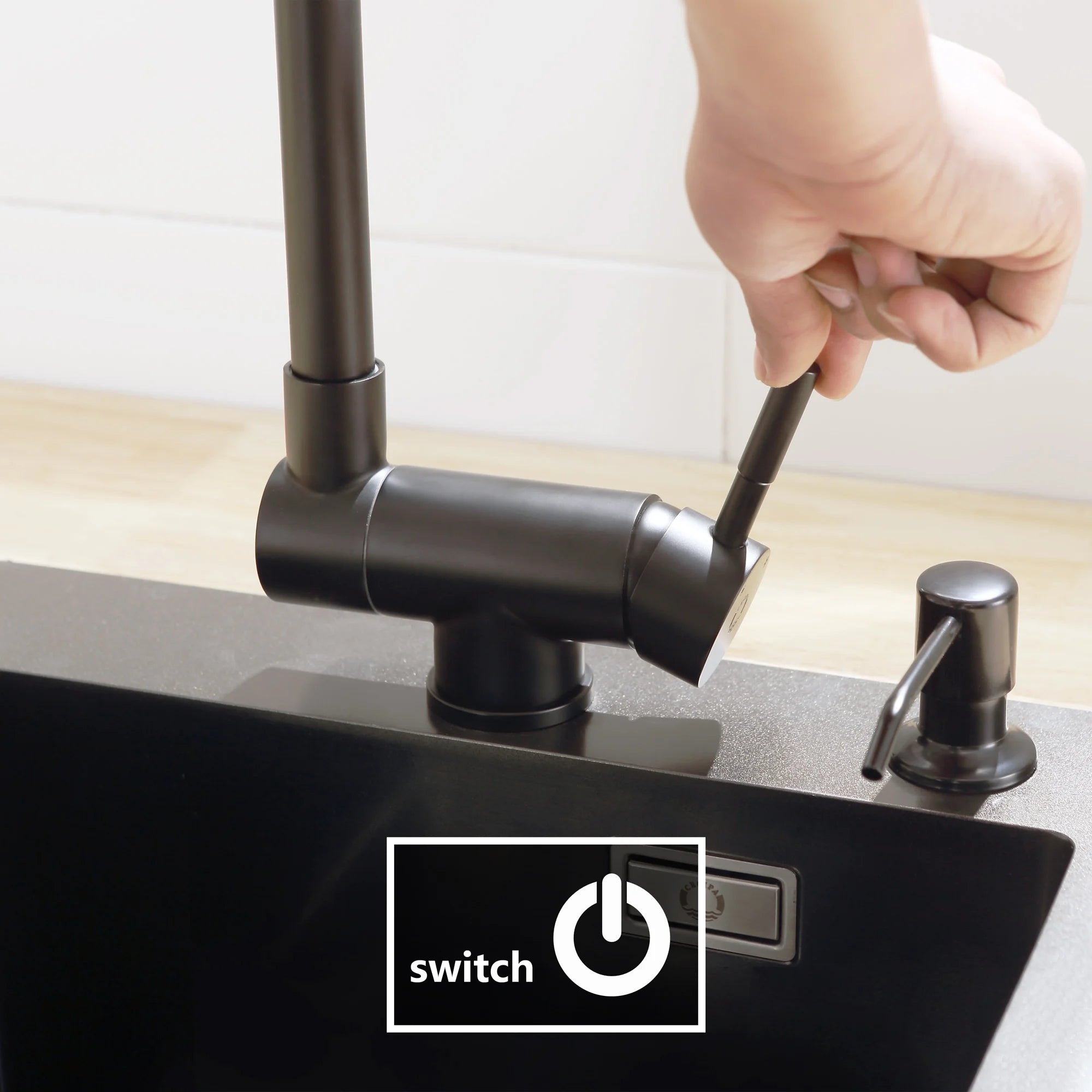 Foldable Kitchen Faucet with 2 Jets, Black 180° Foldable Kitchen Mixer Under the Window, 360° Swivel Foldable Tap, Foldable Mixer