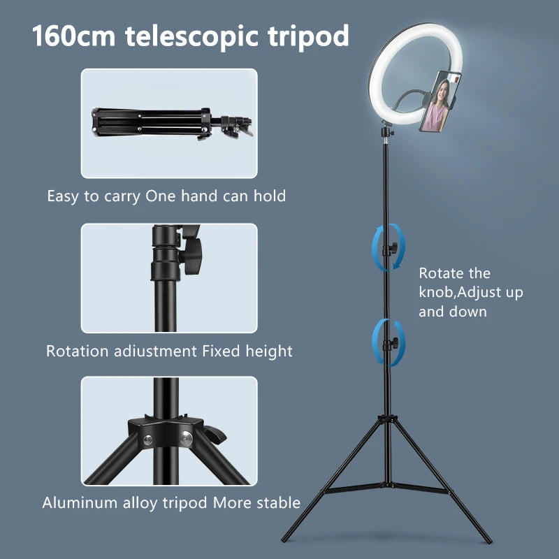 10 Inch LED Ring Light with Adjustable Tripod for Content Creation Tidesmit
