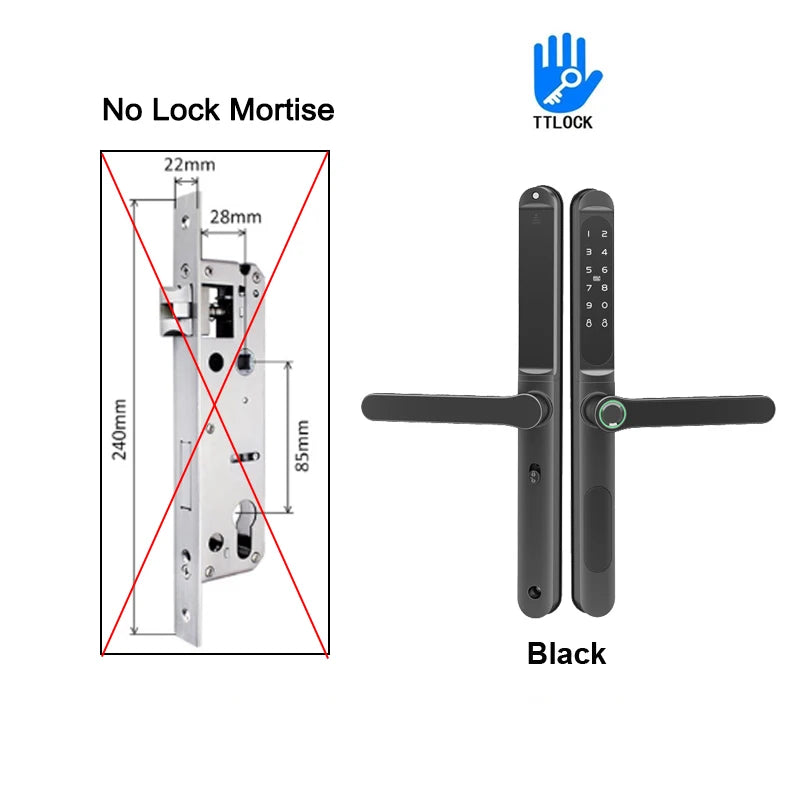 TTLock App Smart Aluminum Door Lock Waterproof Fingerprint Digital Password RFID Keyless Electronic Sliding Glass Door Lock