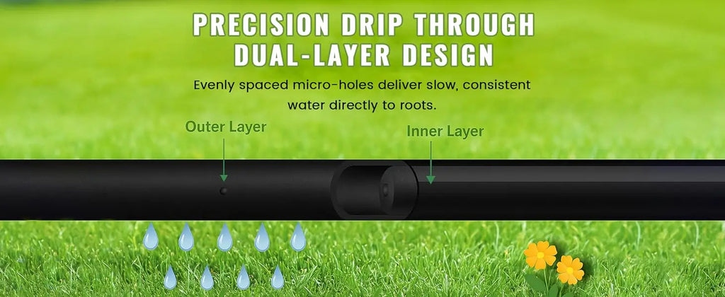 1/4" Irrigation Dripline Tubing 100Ft Roll 6" Emitter Spacing 0.5 GPH Emitters Built-In Drip Irrigation Line with 1/4" Fittings