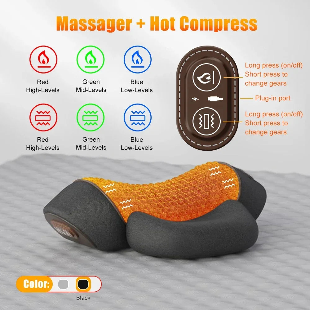 Electric Neck Massager with Heat and Vibration - Tidesmit Wellness Back Massage Instrument Hot-Massage-B Tidesmit