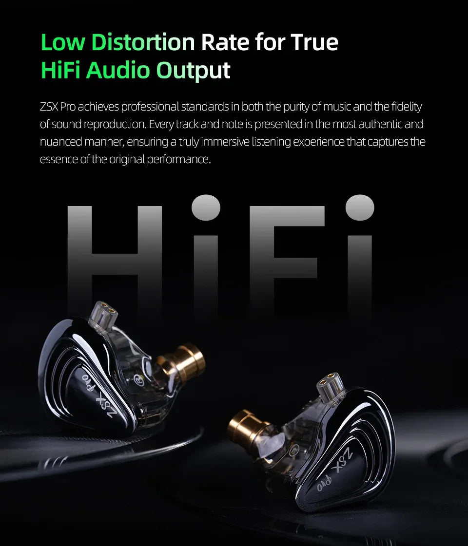 KZ ZSX Pro Hybrid 1DD 5BA In-Ear Monitors by Tidesmit Tidesmit
