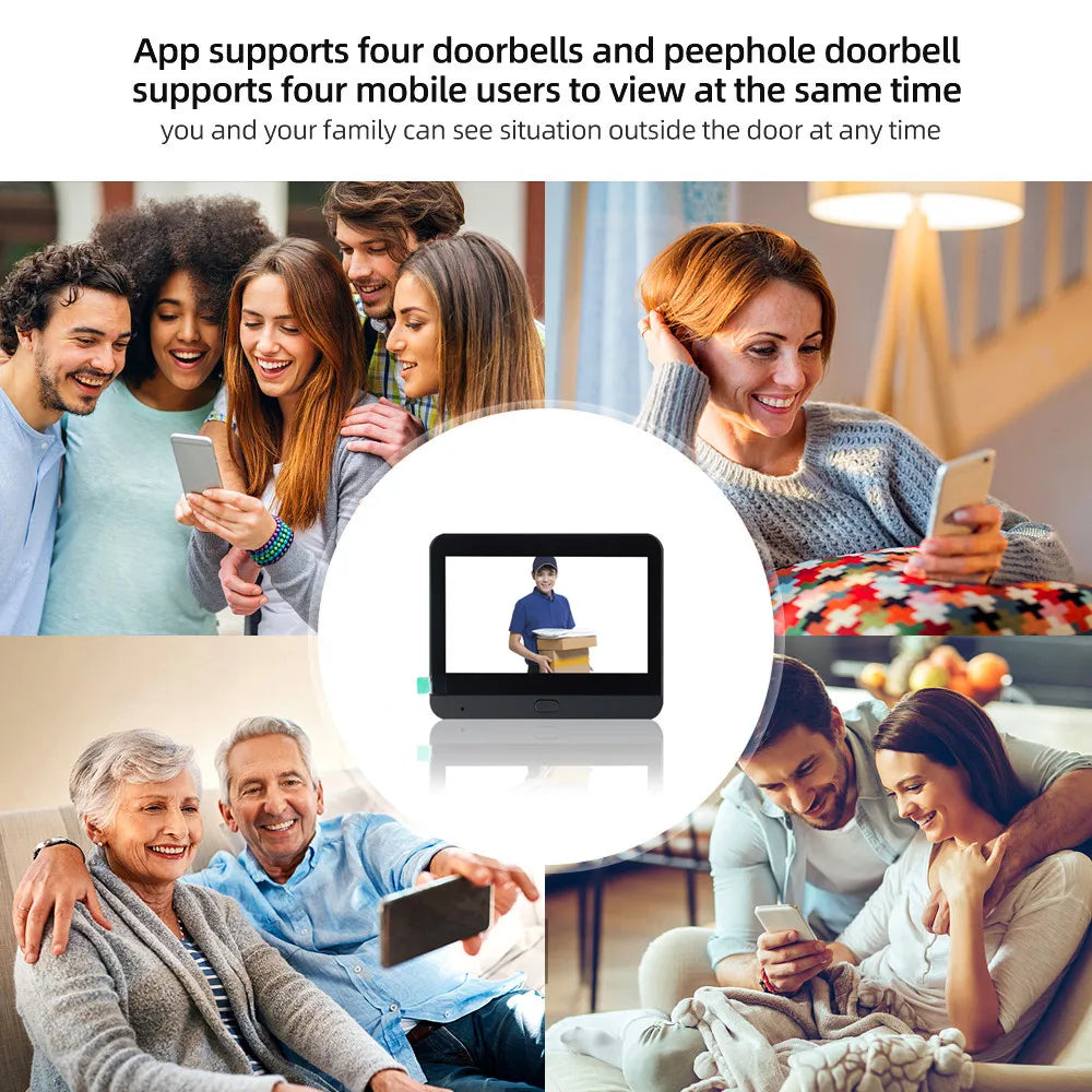 4.3inch Digital Access Control Video Doorbell Battery-Mini Wifi Electronic Cat Eye Night Vision1080P Auto Sensor Door Eye Camera
