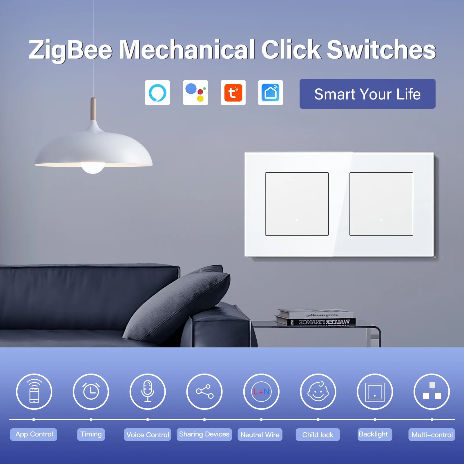 Zigbee Smart Light Switch with USB-C Port - EU Standard | Tidesmit Tidesmit