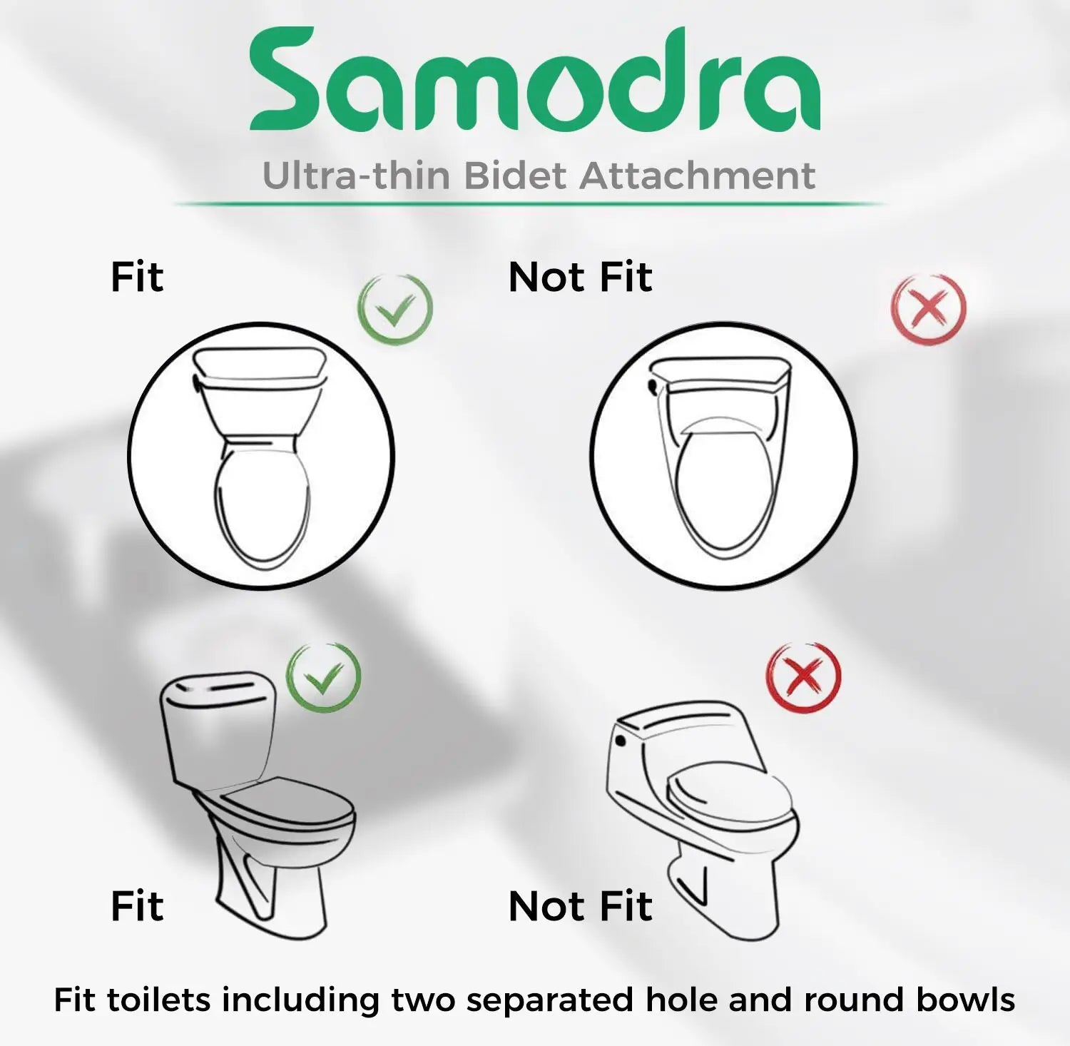 Samodra Bidet Toilet Seat Attachment Ultra-thin Non-electric Dual Nozzles Frontal & Rear Wash For Bathroom Toilet Bidet Sprayer
