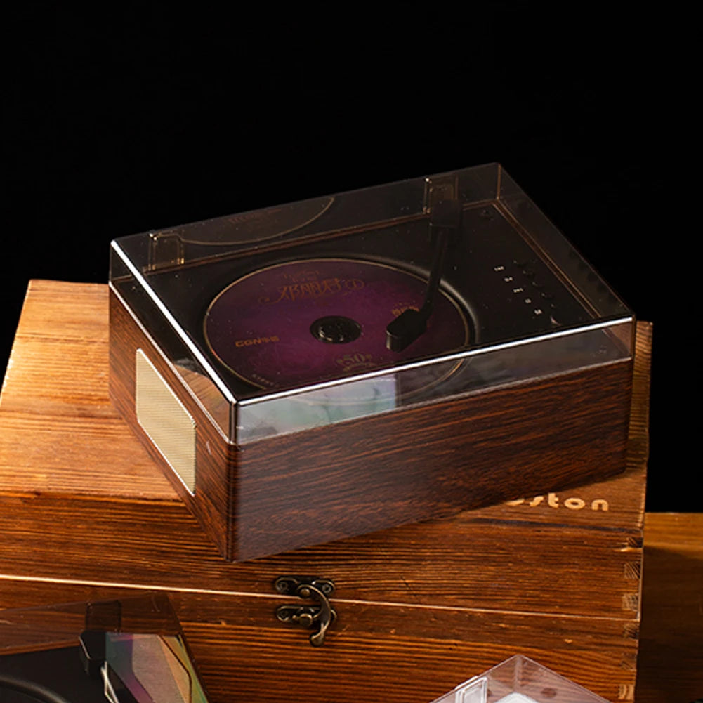 Portable Retro CD Player - Bluetooth Speaker with Woodgrain Finish Tidesmit