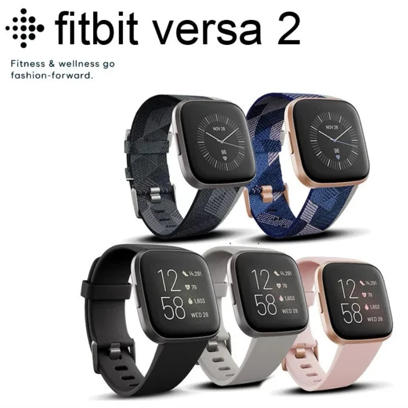 Fitbit Versa 2 Health and Fitness Smartwatch with Heart Rate, Music, Alexa Built-In, Sleep and Swim Tracking, Black/Carbon