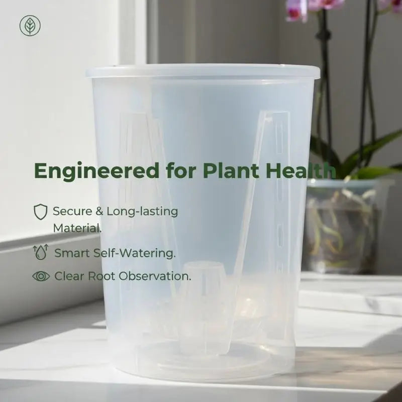 Double-Layer Automatic Watering Flower Pot Plastic Transparent PlanterW Holes Butterfly Orchid Root Control Pots Gardening Tool