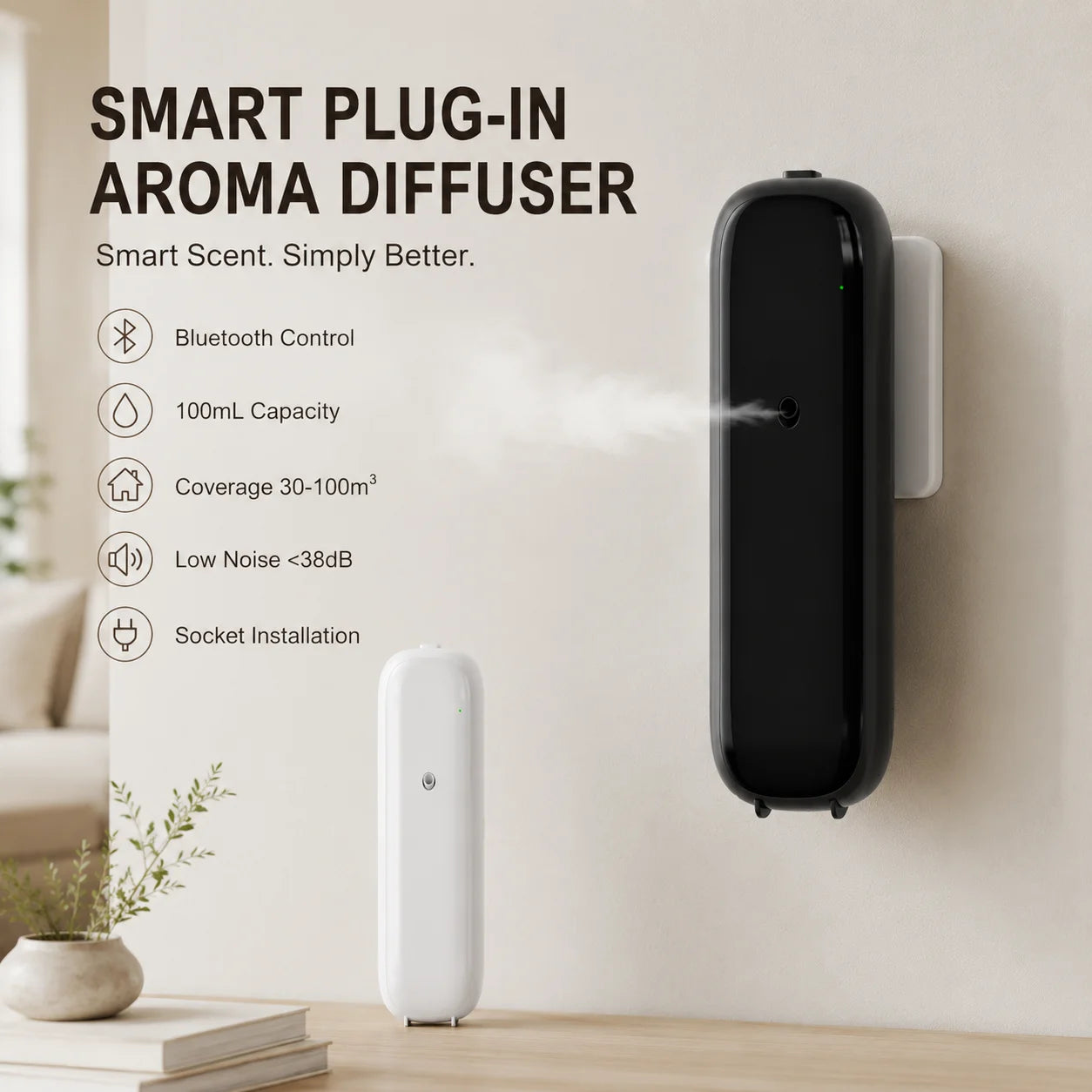 Smart Aroma Diffuser Essential Oil Electric Machine 100ml Waterless Bluetooth Control Scent Smell Device for Hotel Home Bathroom