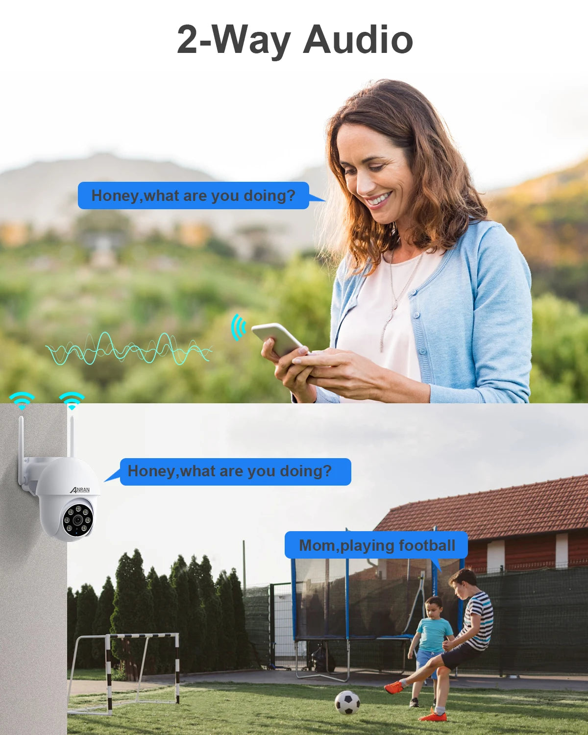 ANRAN 2PCS Wired Security Camera 5MP 2.4G 5G Wifi Camera 24/7 Recording IP66 Waterproof Compatible Alexa Auto Track No Battery