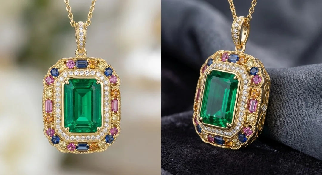 Italian Style Orthodox Emerald Cut 925 Sterling Silver Engagement Gift Luxury Party Wear 18K Gold Plated Pendant Necklace