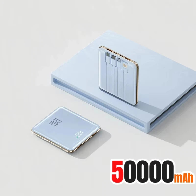 Portable Power Bank with 4 Built-in Cables - 50000mAh Tidesmit Blue 50000mAh Tidesmit
