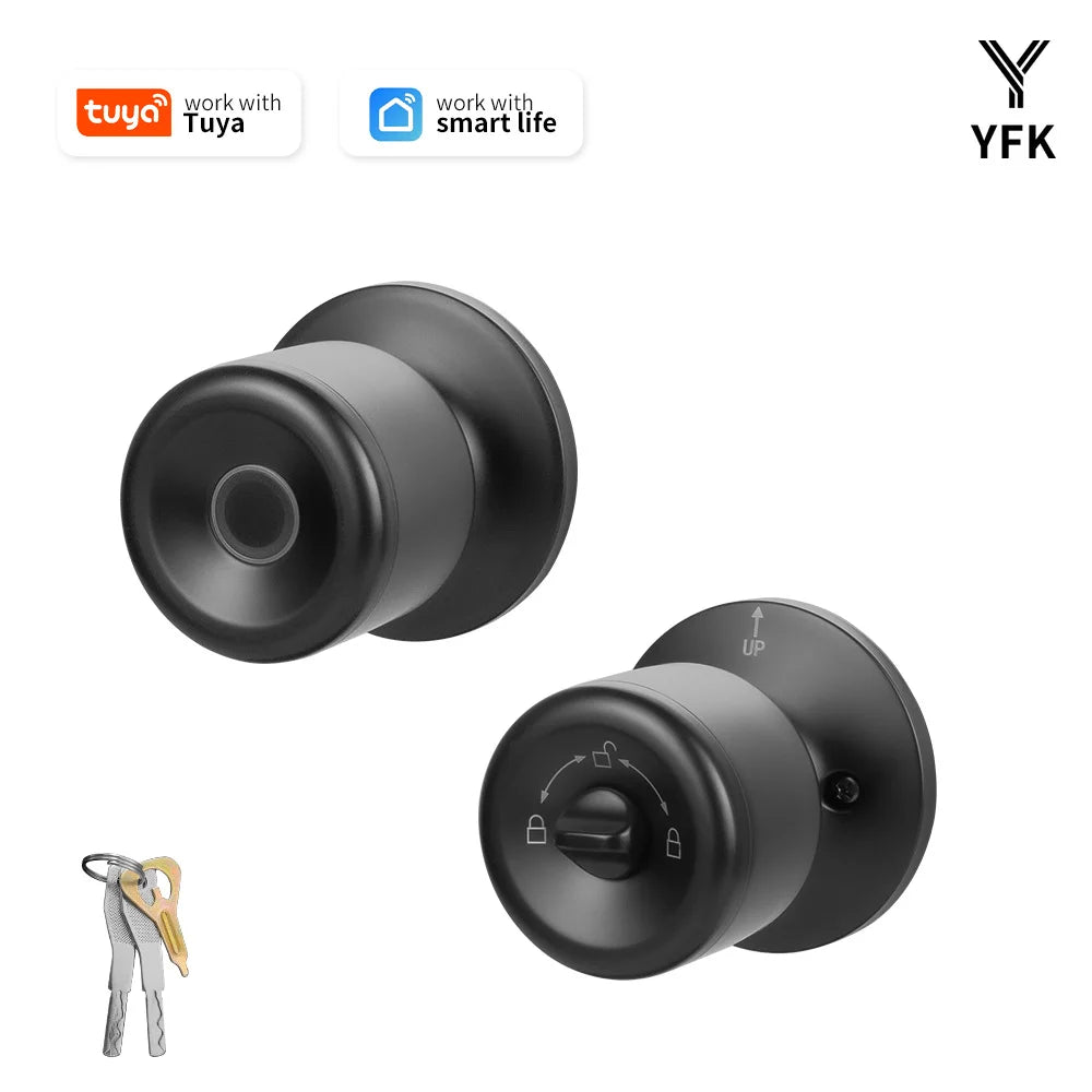 YFK Tuya Smart Door Lock Fingerprint Unlocking Electronic Lock Built-in Battery Dual-Mode Settings For Home Apartment or Gateway