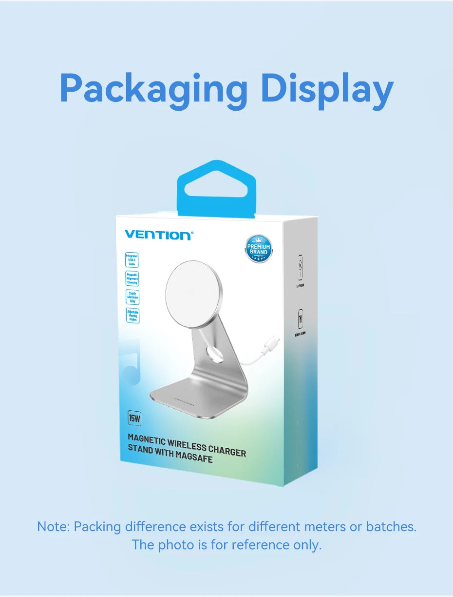 Vention Desktop 15W Magnetic Phone Wireless Charger with 1M Cable For Magsafe iPhone 15 14 13 12 Fast Charging Station Dock