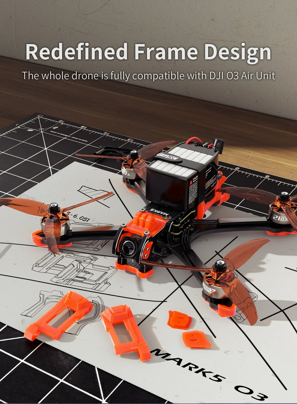 GEPRC Mark5 O3 HD 5-Inch FPV Drone 6S TBS Nano Orange Tidesmit