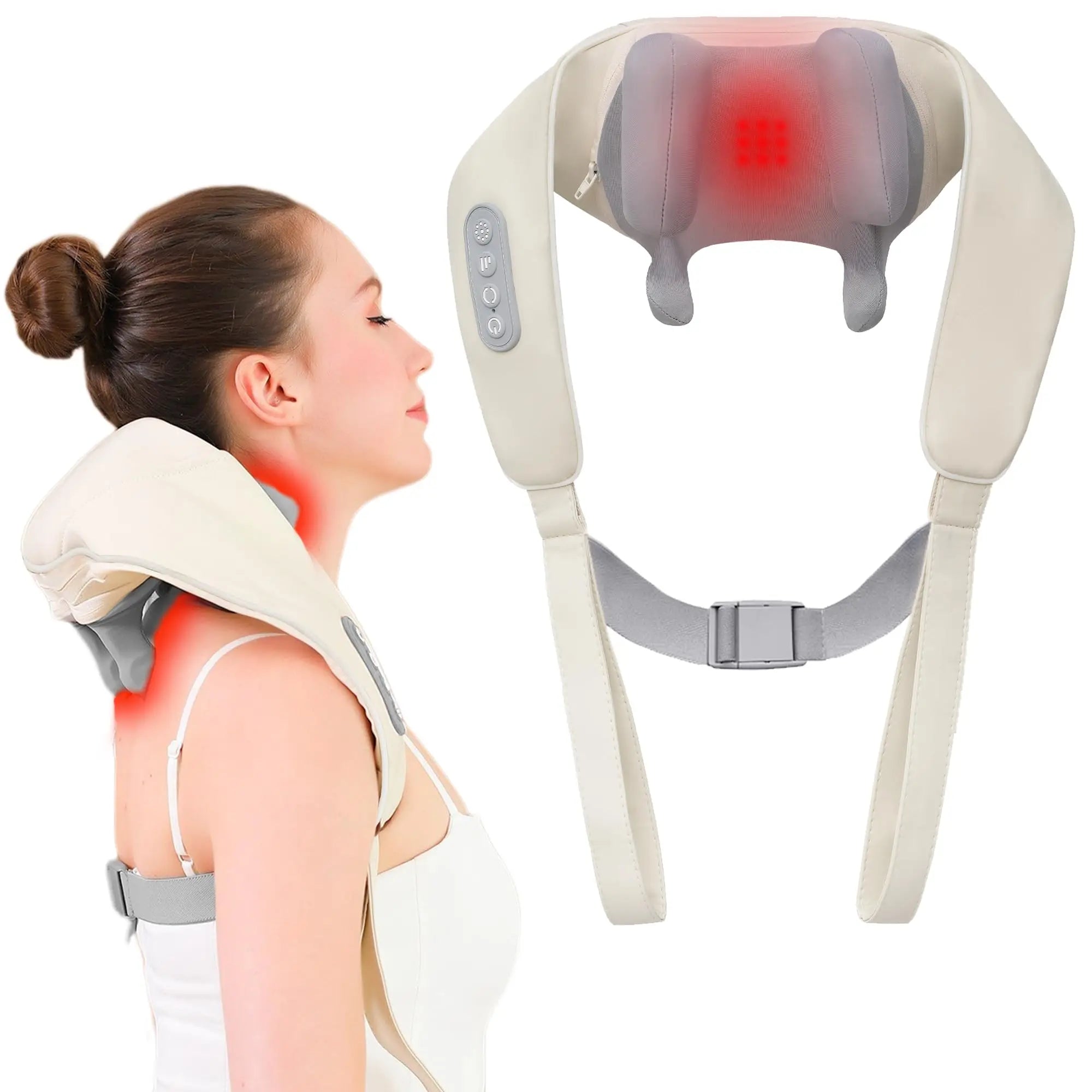 Shiatsu Neck Massager Cordless with Heat - Deep Tissue Relief GEN2 Relaxation Treatment Tidesmit