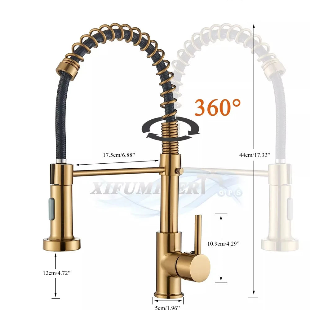 Kitchen Sink Faucet Single Hanlde Single Hole 2 Ways Sprayer Hot and Cold Water Tap Deck Mounted Bathroom Kitchen Crane
