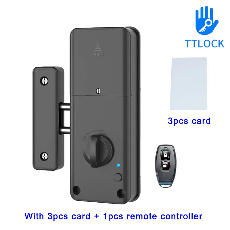 TTLock APP Remote Control Automatic IC Card Motor Lock Invisible No Drill Hole Installation For Wooden Door