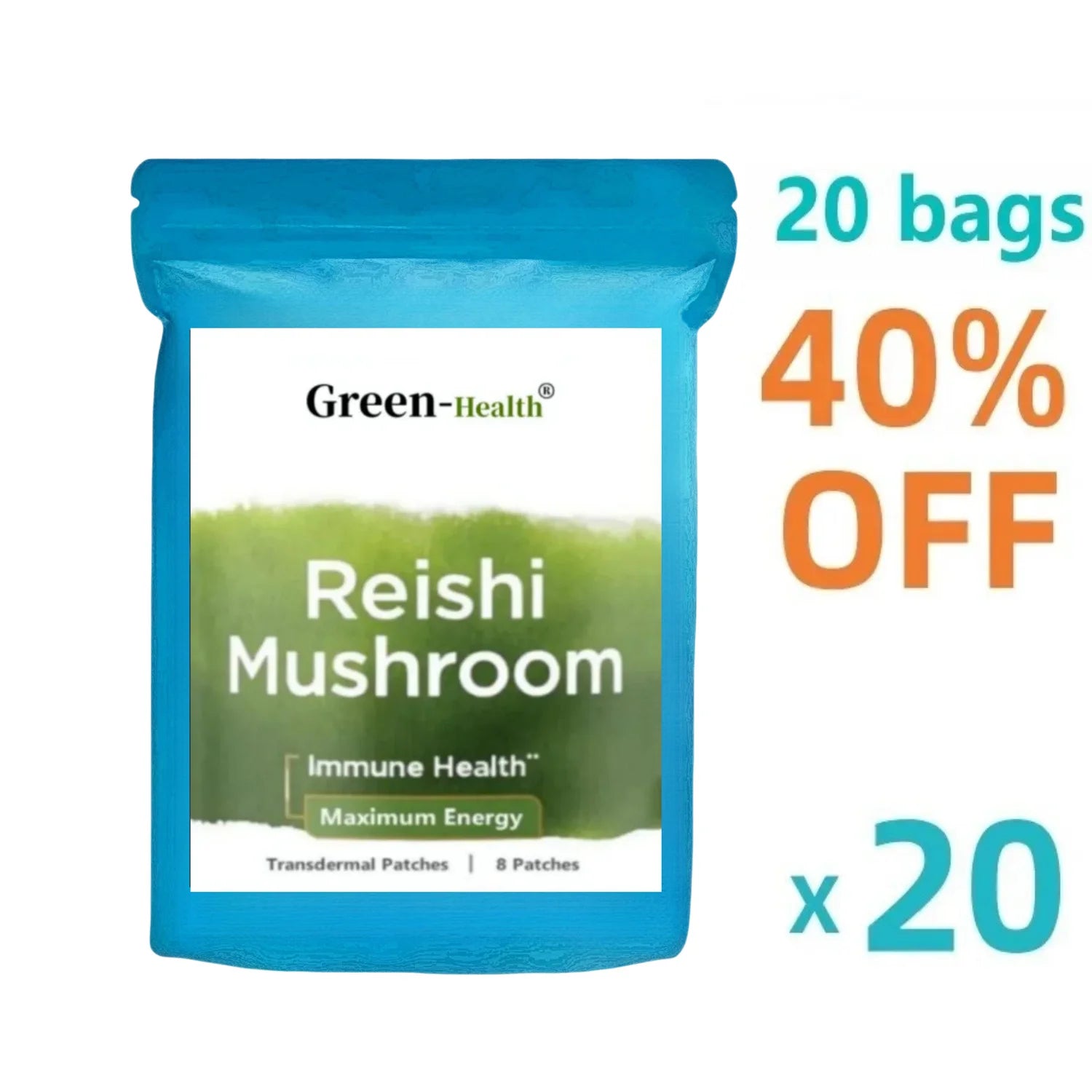 Organic Ganoderma Reishi Mushroom Powder 20:1 Extract Transdermal Patch - 100% Pure No Fillers!!