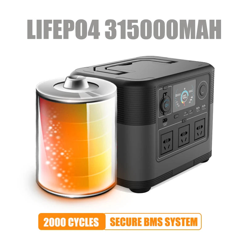 2026 new 220V 110V 1200W portable power station with solar panels, 1000Wh foldable,