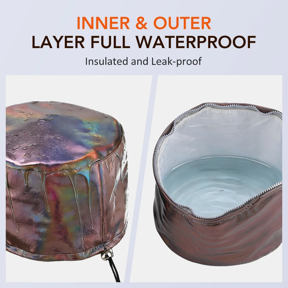 Waterproof brown iridescent hair steamer cap for deep conditioning, showing leak-proof inner lining and exterior.