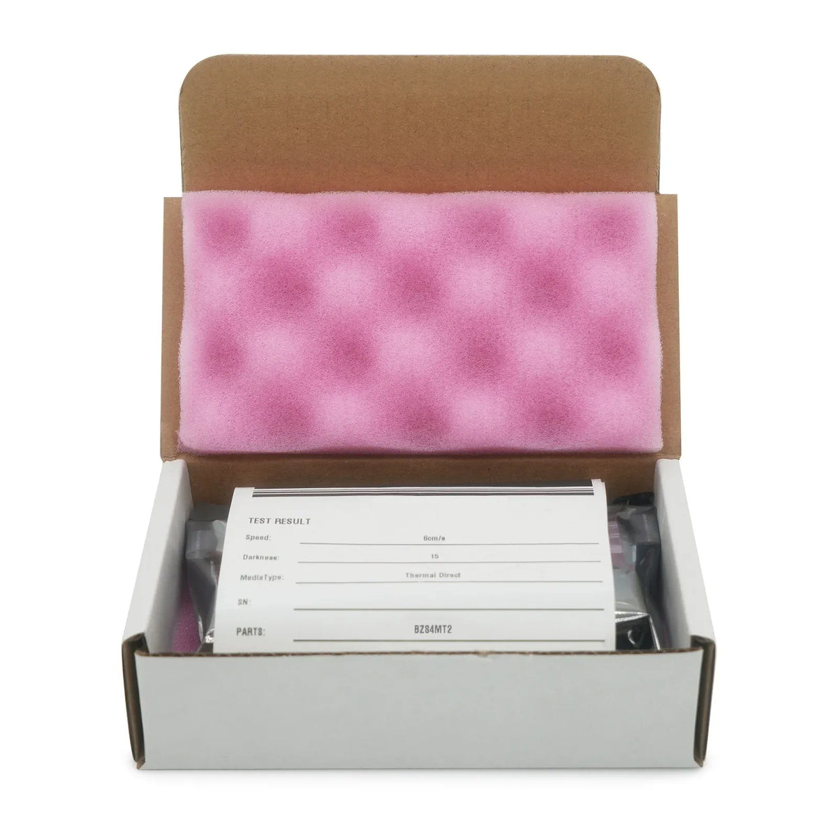 Printhead replacement kit box with pink cleaning pad and instruction card