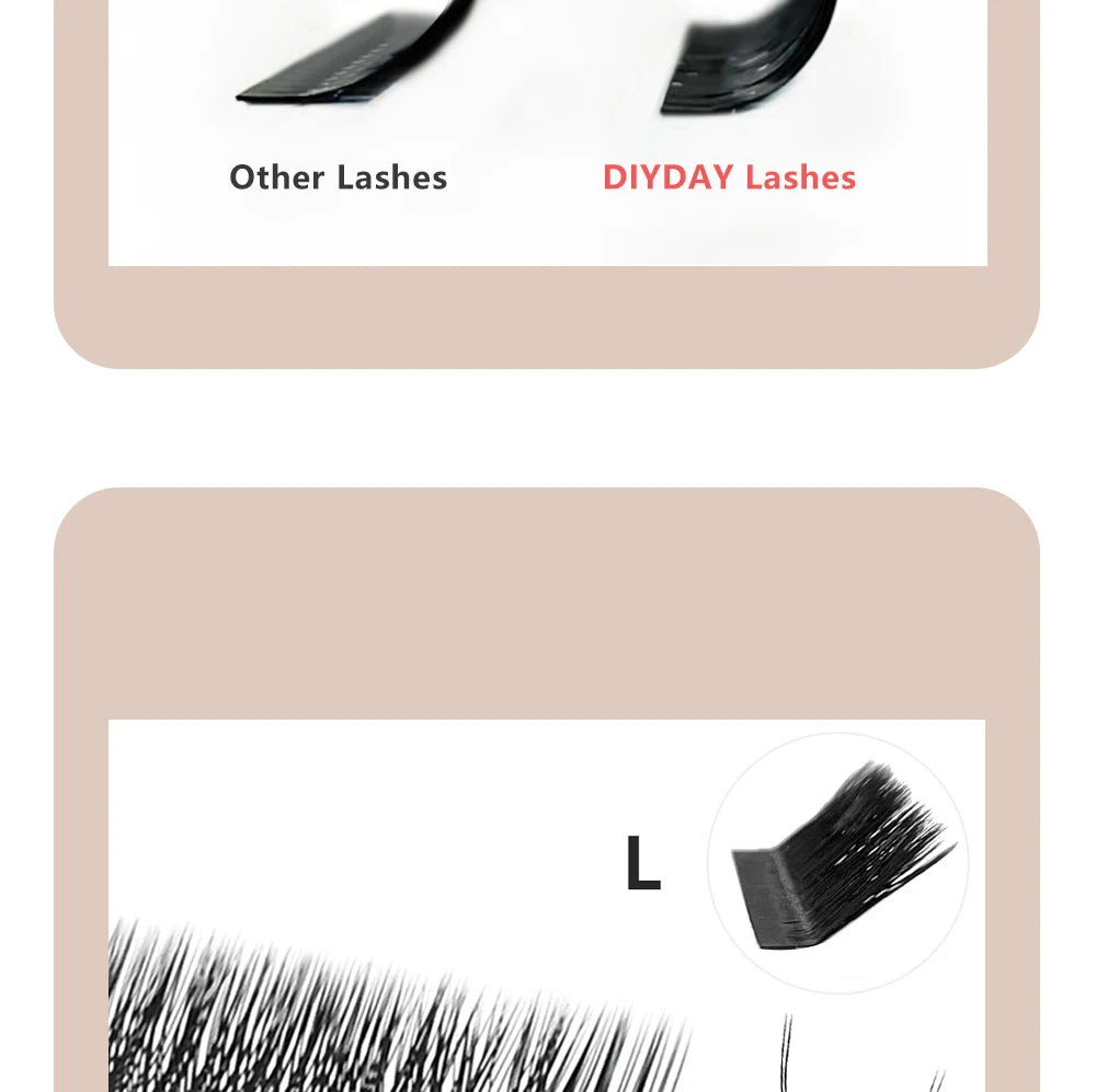 DIYDAY YY Shape Eyelash Extensions C D L LU Curl Brown Lashes Natural Soft Premade Volume Fans Two Tips Y-Shaped False