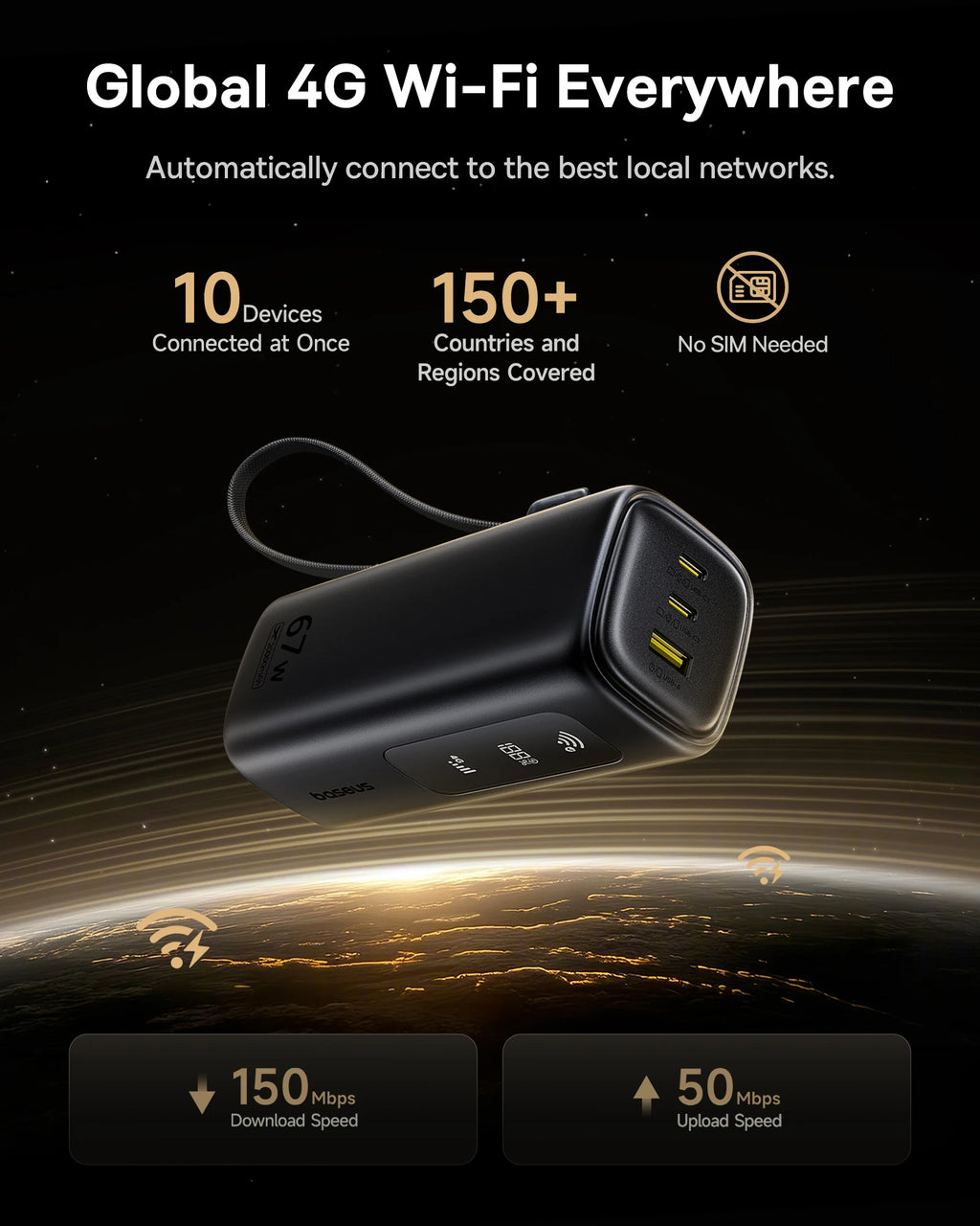 4G MiFi Power Bank 20000mAh 67W Fast Charging Portable Charger Tidesmit