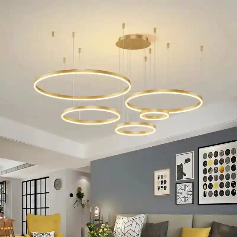 LED Ring Chandelier Modern Pendant Light for Living Room Tidesmit Gold Tidesmit