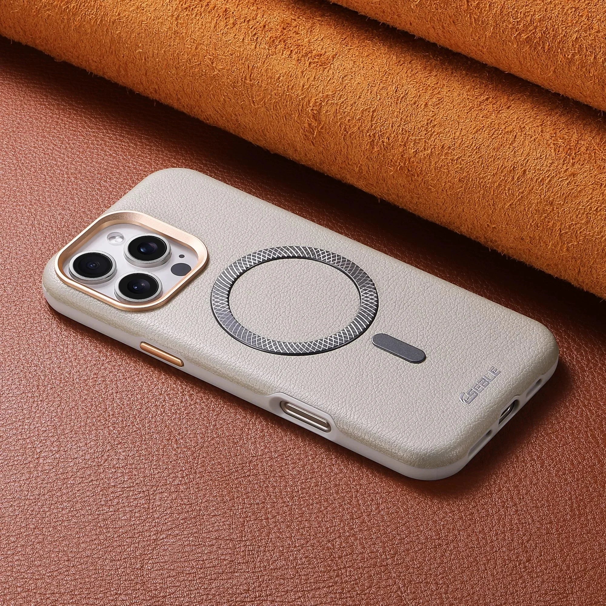 Magnetic Leather iPhone Case | Shock-Absorbing & Wireless Charging Compatible Tidesmit