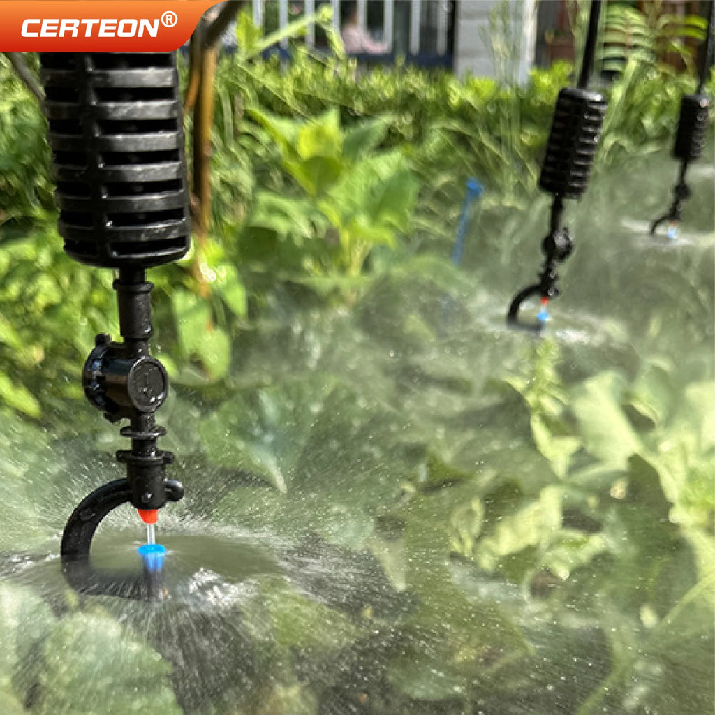 360 Degree Rotating Irrigation Sprinkler Misting Nozzle Hanging Spray Greenhouse Cooling Dust Suppression System