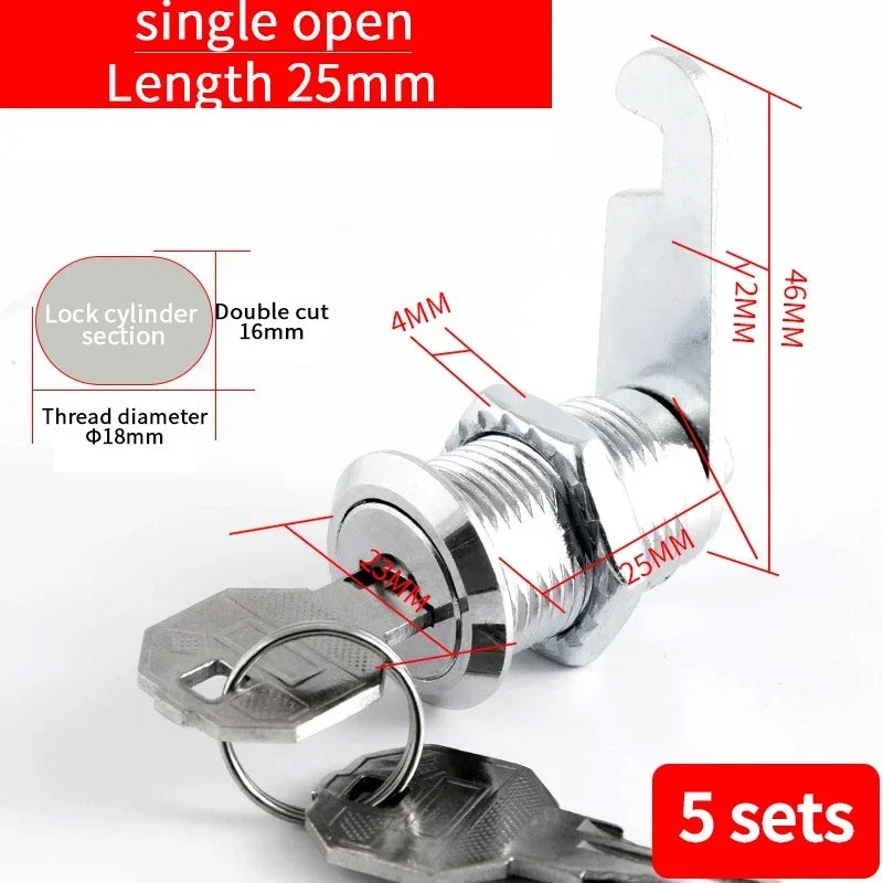 5/20/100SETS 16mm 20mm 25mm 30mm 35mm Metal Rotary Key Switch Push Button Lock Switch Latching Cylinder Cabinet Security Locker