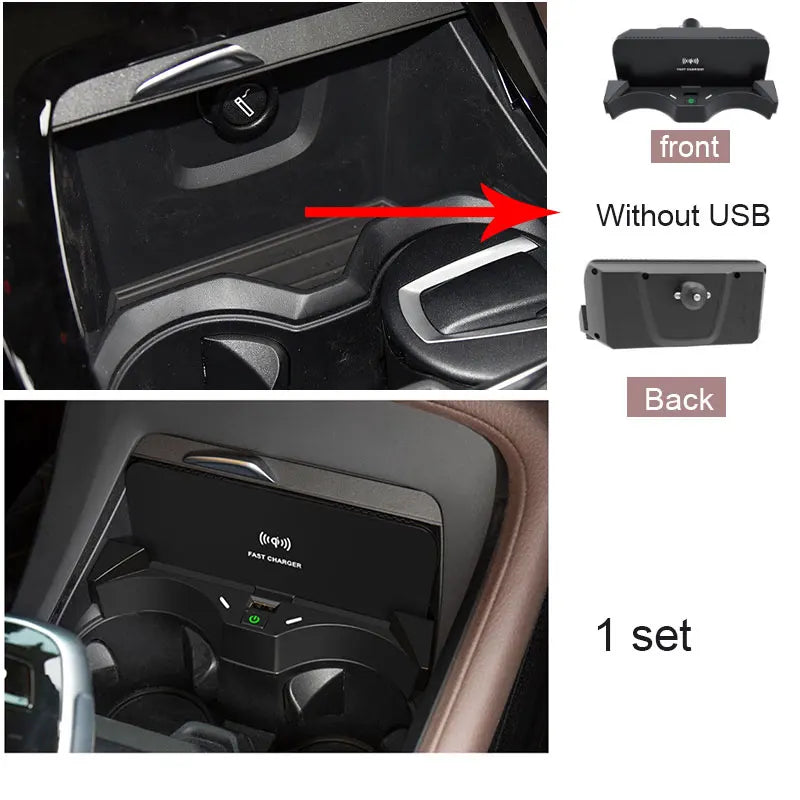 Wireless Phone Charger for BMW X1 X2 2016-2021 - 15W Qi Certified Fast Charge Without USB Tidesmit