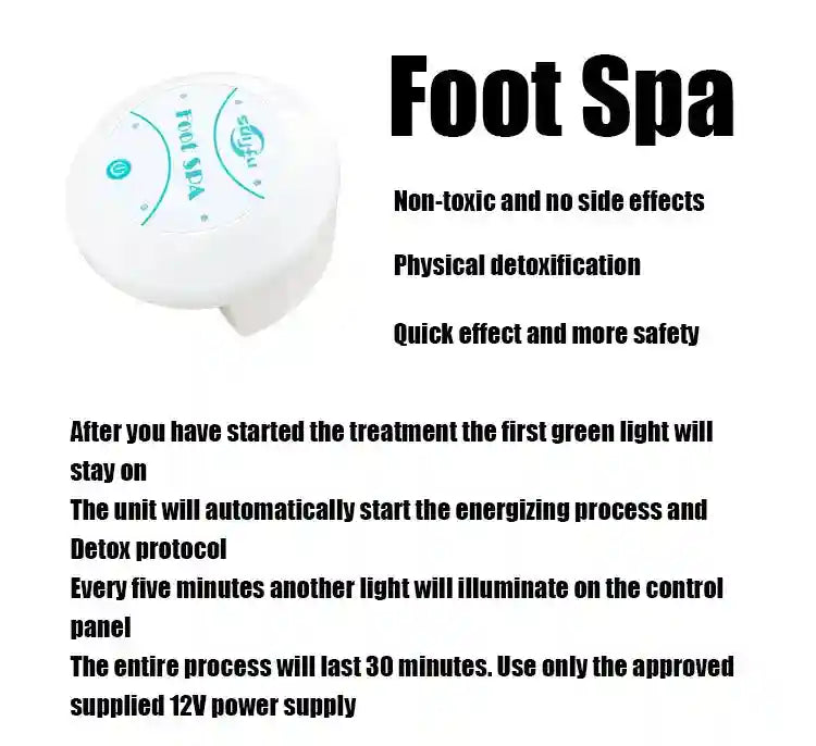 White electric ion detox foot spa array with indicator lights for home health therapy and relaxation massage treatment.