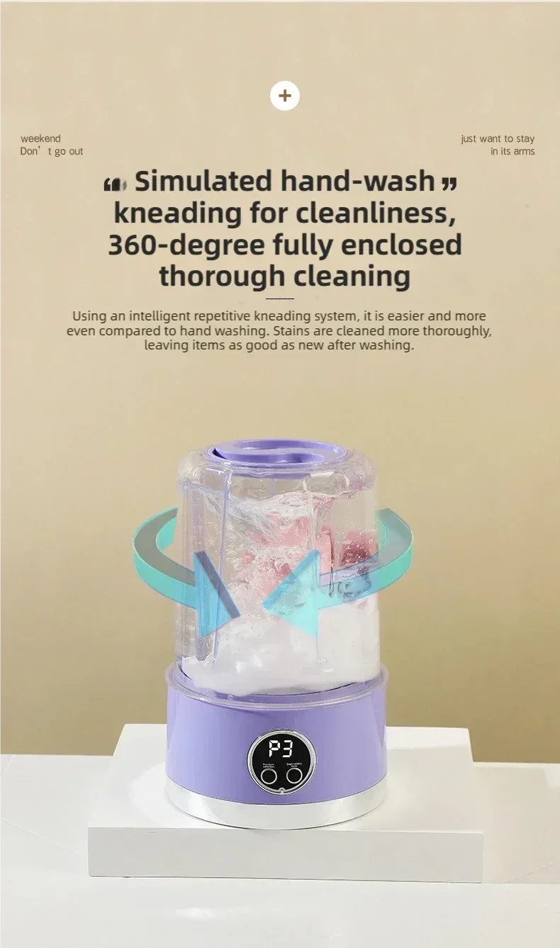 Tidesmit 1L Portable Washing Machine 3000mAh USB Type-C White