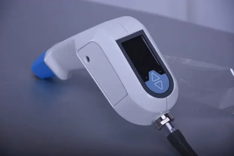 White handheld Ultra 360 beauty device with blue controls for body contouring, skin tightening, and anti-aging care.