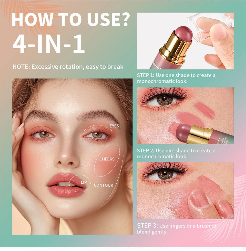 Tidesmit Double-Headed Bronzer Blush Stick for cheeks and eyes in light glossy bronze matte face makeup shade view