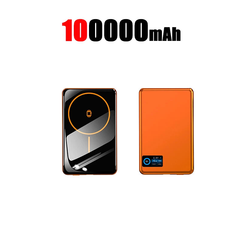Magnetic Fast Charging Power Bank 50000mAh - Portable USB-C Battery Pack Orange 100000mAh Tidesmit