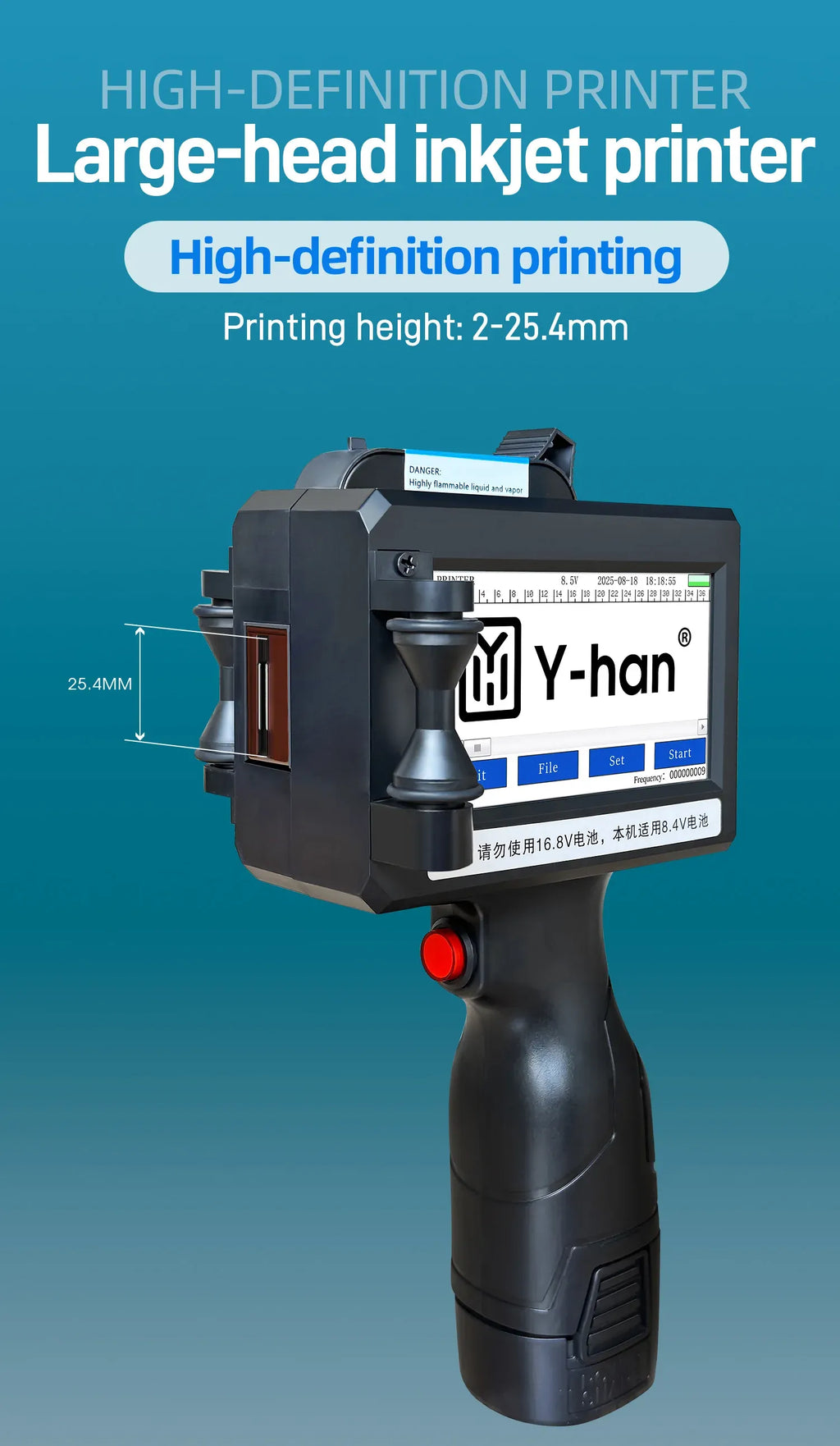 Yhan 25.4mm portable inkjet printer unencripted for Expiry Date Barcode QR Code Batch Numbers Best Value Logo Printing