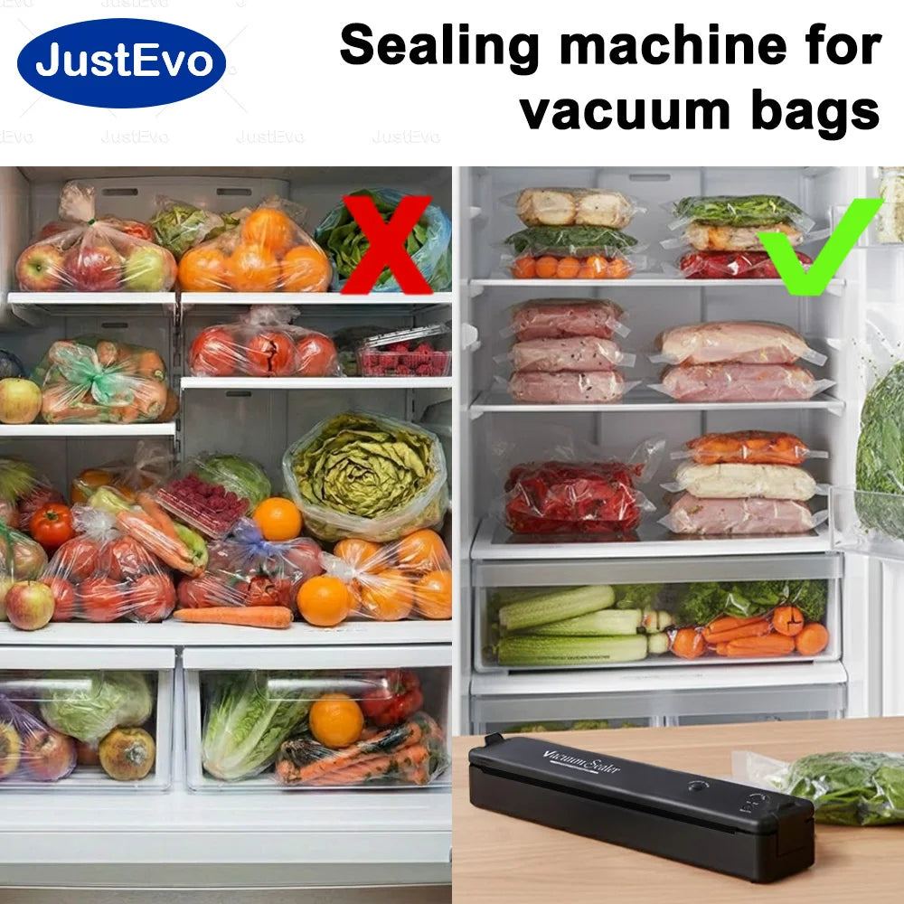 JustEvo Food Vacuum Sealer Machine Portable Automatic Food Saver Includes 10 Bags US Plug Kitchen Mini Packaging Appliance Seal in Seconds