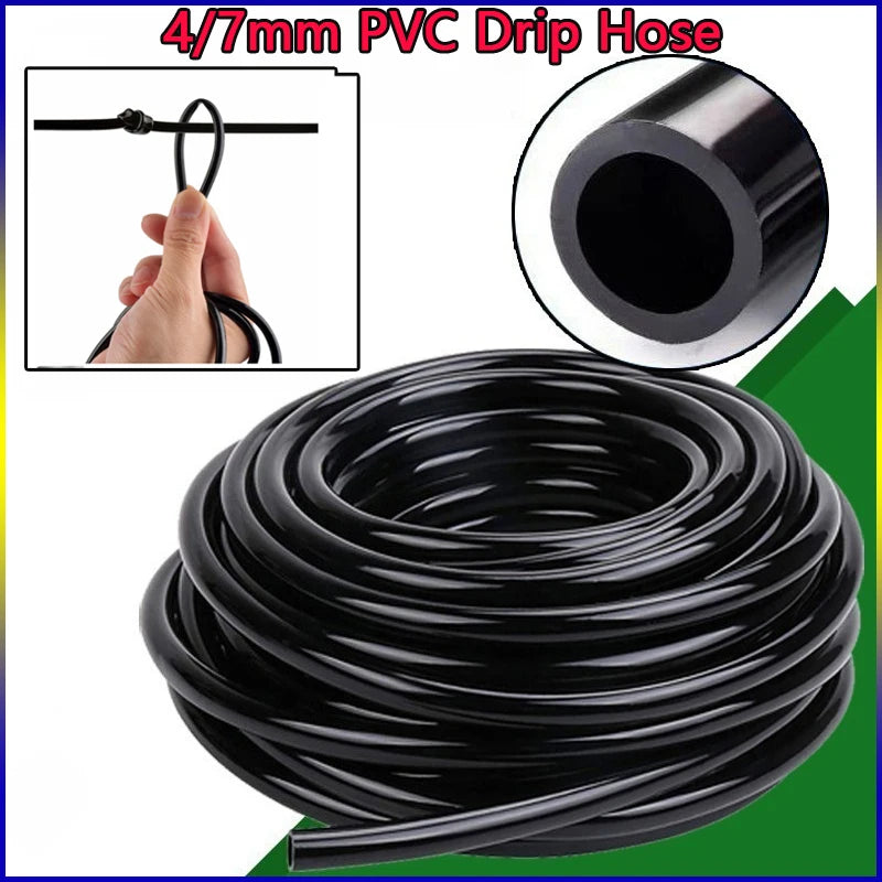 4/7mm LDPE Drip Tubing Kit PP Adjustable Red Cap Dripper + Y Shape Ground Stake DIY Garden Micro Irrigation Watering Accessories