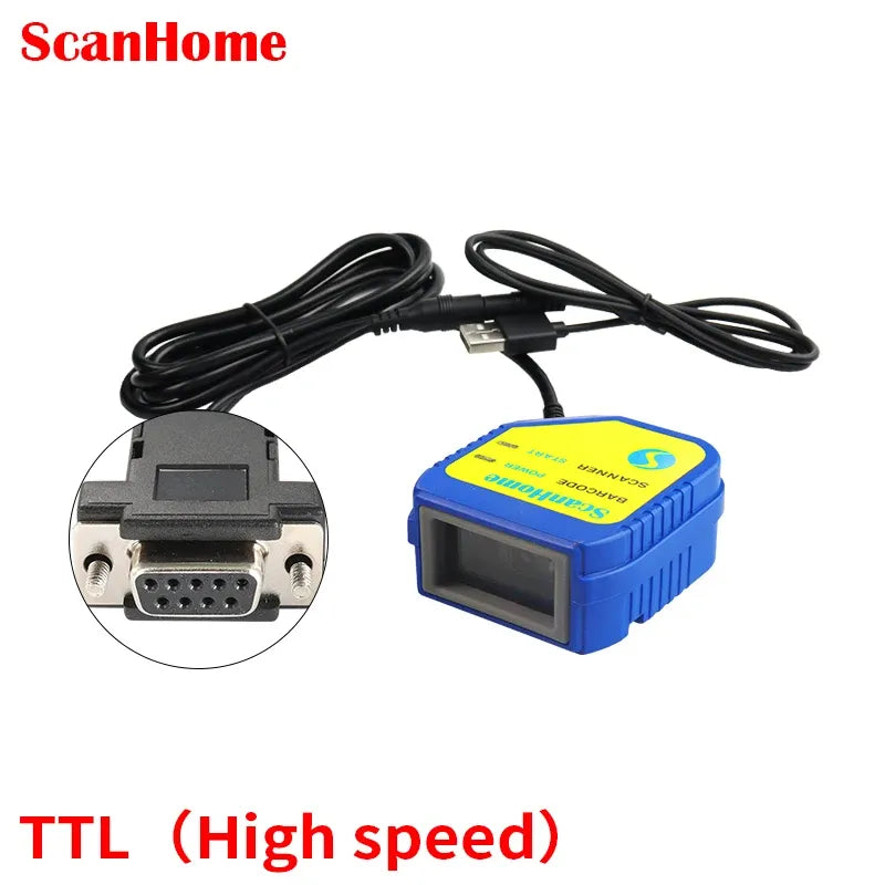 Blue barcode scanner module with LCD window and serial connector wiring set