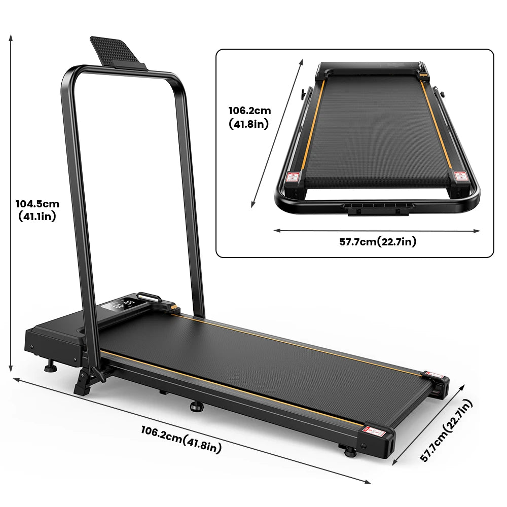 Formill FT51/FT50/FT52 Treadmill 2 In 1 Walking Running Treadmill 0.75-2.5HP Foldable Under Desk Treadmill38*95cm Running Area With Armrest LED Display Oil Drip Hole Indoor Home Gym Exercise Machine